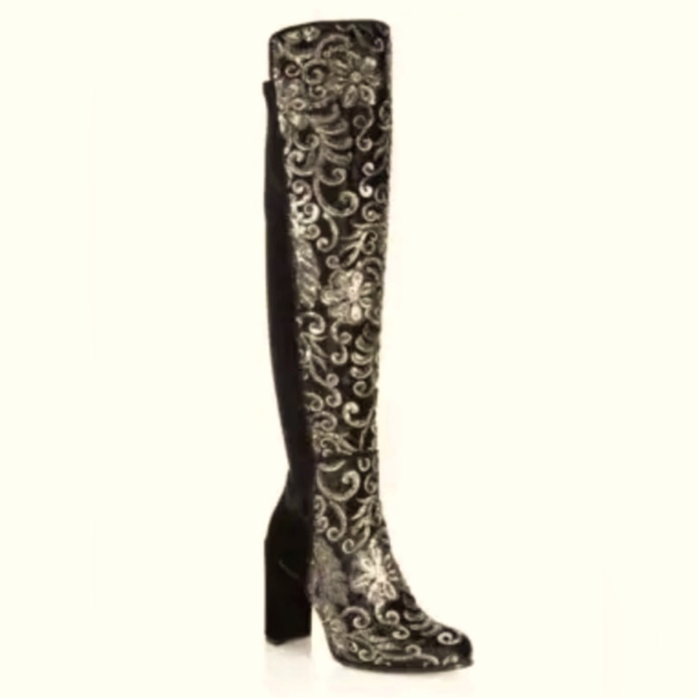 Nwot Stuart Weitzman Black And Gold Alljil Sequin… - image 1